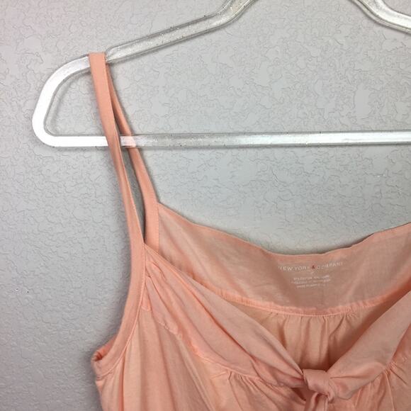 NEW YORK & CO 40% Modal Peach Tie Front Tank - Picture 2 of 6